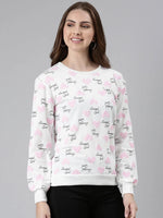 Women White Printed Sweatshirt-SNC-53-4-White