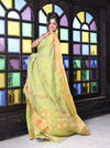 Light Green Cotton Saree With Zari Borders-MA64BCT401190044