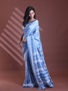 Sapphire Blue Silk Soft Saree With Texture Print-MA60BSL01400065