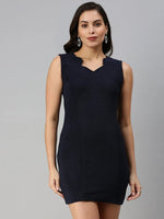 Women Navy Blue Solid Bodycon Dress-AE-9949-Navyblue