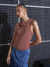 Women Brown Neck Twisted Top