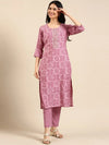 Women's Purple Printed Kurta Set-SKC-3364-Violet