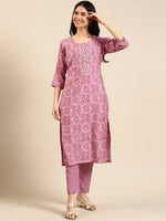 Women's Purple Printed Kurta Set-SKC-3364-Violet