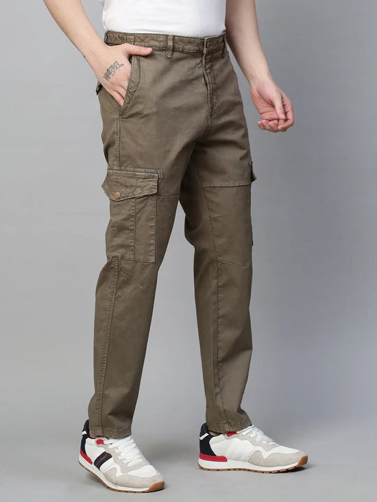 Genips Men's Mast Olive Cotton Stretch Bahamas Cargo Fit Solid Cargo