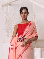 Peach Bengali Style Mulmul Cotton Soft Saree-MA62MCT33750035