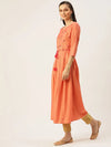 Women's Pink Printed A-Line Kurtas-FS-1763-Peach