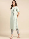 Women's Sea Green Solid Straight Kurta-SKC-939-Seagreen