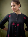 Women Black All Over Embroidered Shirt With Palazzos