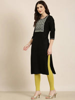 Women Black Solid Straight Kurta-RA-026-Black