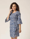 Bell sleeve overlap shift dress in Blue Print