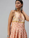 Women's Peach Printed Anarkali Kurta-FS2216-Peach