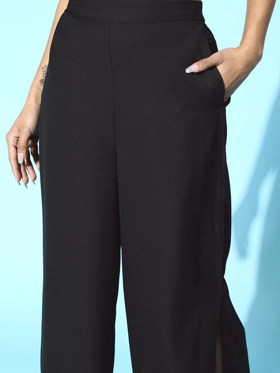 Black Side Slit Peekaboo Comfort Pants