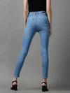 Women's Blue Solid Slim Fit Denim Jeans-GZ-5214-1-Blue