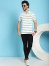 Venitian Men Printed Polo Neck Cotton Mint T-Shirt