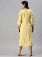 Women's Yellow Striped Straight Kurta-SKC3180-Yellow