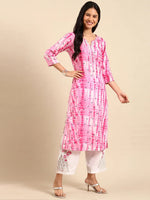 Women's Pink Tie Dye Kurta Set-UB-2505-Pink