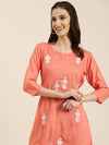 Women Coral Floral A-Line Kurta-NJ-3502410-Coral