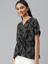 Women's Printed Black Top-AE-10277-Blackwhite