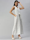 Women's White Printed Jumpsuits-AE-9913-Whitenavyblue