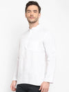 Hangup Men Standard Solid Men's Indian Wear-White_Magic_Patch_ShortKurta