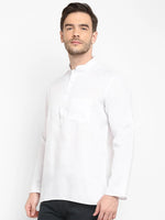 Hangup Men Standard Solid Men's Indian Wear-White_Magic_Patch_ShortKurta