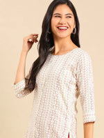 Women's White Printed Straight Kurta-SKC-3380-Offwhite