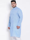 Hangup Men Standard Solid Men's Indian Wear-DarkBlue_Linen_OnlyLongKurta