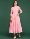 Women's Pink Printed Anarkali Kurta-AT-A-588-Pink