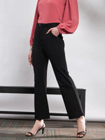 Women Black Knit Bell Bottom Pants