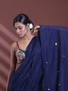 Navy Blue Pure Cotton Soft Saree With Sequined Work-MA59CT06510033