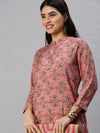 Women's Pink Printed Straight Kurta-BCCK703-Pink