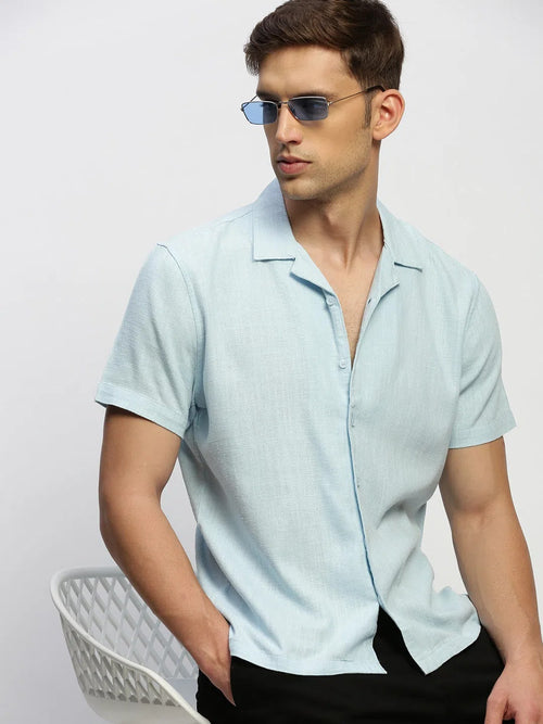 Men Blue Solid Shirt-AANYA-1690-Blue