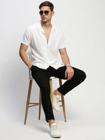 Men White Solid Shirt-AANYA-1685-White