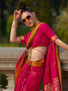 Saree Mall Women's  Blend Pink Woven Design Designer Saree With Blouse Piece-SOSY1705