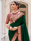 Saree Mall Women's Vichitra  Green Embellished Designer Saree With Blouse Piece-TRIYA81897