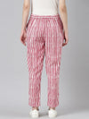 Women White Striped Trouser-BGE-006-Whitepink