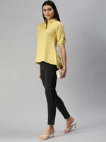 Women's Yellow Solid Shirt-AE-10232-Yellow