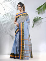 Blue Pure Cotton Tant Saree With Woven Designs-MA51TT43430125