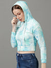 Women's Turquoise Blue Colourblock Front-Open Sweatshirt-AF-1790-Turquoiseblue