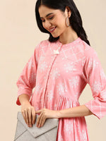 Women's Pink Solid A-Line Kurta-ON-533-Pink