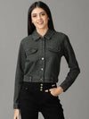 Women's Grey Solid Open Front Jacket-LT-JKT-10484-Grey