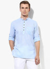 Hangup Men Slim Solid Men's Indian Wear-SkyBlueKurta