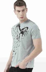 Huetrap Grey Mens Short Sleeve Graphic Printed Tshirt-HT17MKGRAGML00639