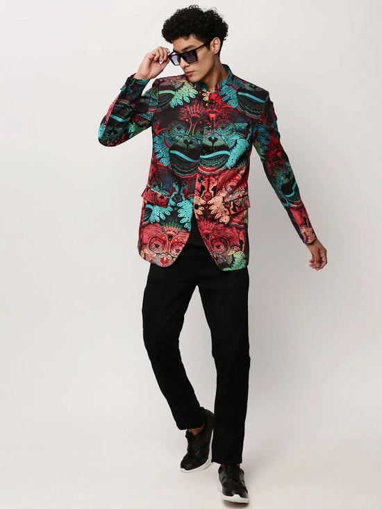 Men Multi Printed Casual Blazers-SOBLZ-083-7-Multi