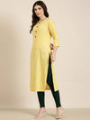 Women Yellow Floral Straight Kurta-GW-4199-Yellow