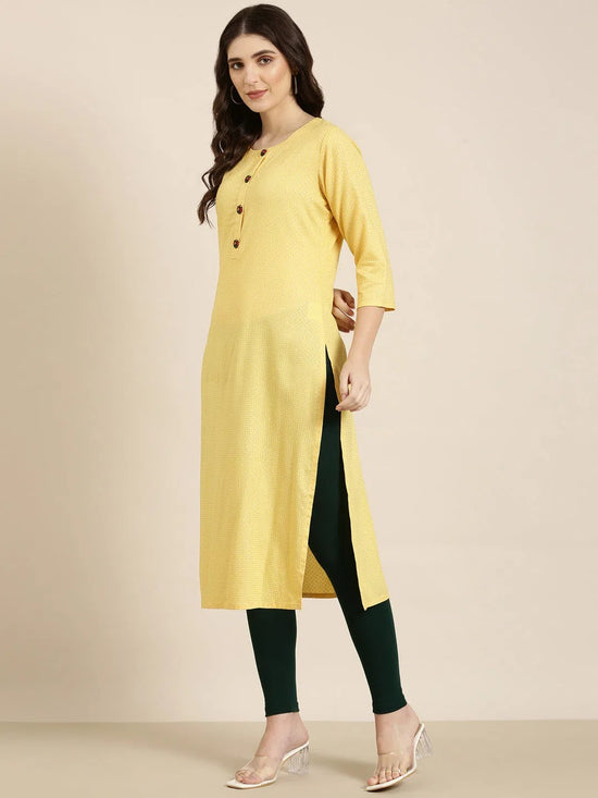 Women Yellow Floral Straight Kurta-GW-4199-Yellow