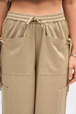 Women Beige Twill Front Zip Corset Top With Cargo Pants