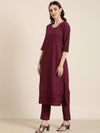 Women Violet Textured Kurta Set-SKC-1215-Violet