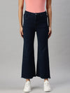 Women's Denim Wide Leg Blue Jeans-TRP6085C-Blue