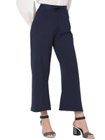 Smarty Pants Women's Cotton Lycra Indigo Blue Color Flared Trouser